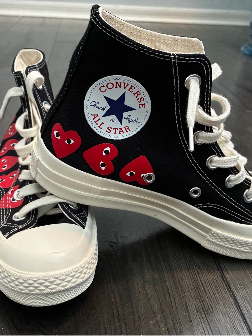 Converse Chuck Taylor All Star High Top Sneakers - Black with Red Heart Accents